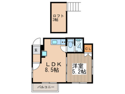 1LDK28 / Honancho5 / NOKey$ / Loft W89