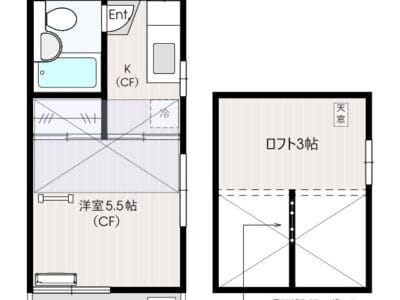 1K Loft Apt on Top Floor in Mizonokuchi W86