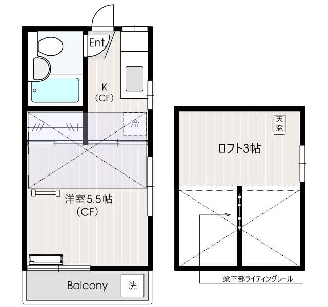1K Loft Apt on Top Floor in Mizonokuchi W86