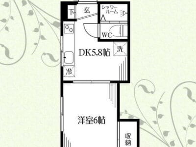 1DK Corner Room Apt with Gas Stove in Shimo F83 000