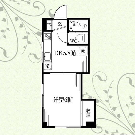 1DK Corner Room Apt with Gas Stove in Shimo F83 000