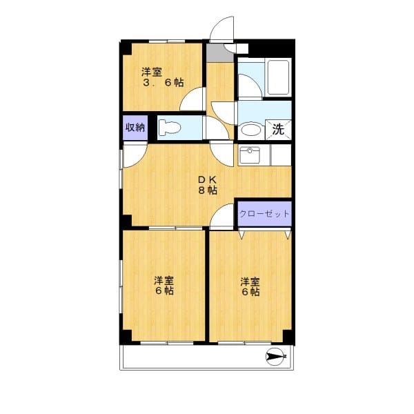 3DK Apt Close to Station in Saginuma F88 105