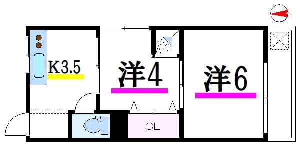 2K Apt on Top Floor in KOIWA F73 000