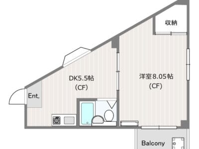1DK Corner Room APT in Hiyoshi F88 001