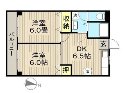 2DK Apt on Top Floor in Shinozaki F96 101