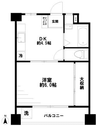 1DK Apt with Separate BT in Honancho R74 105