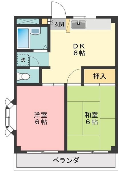 2DK Corner Room Apt in Hoya F88 101