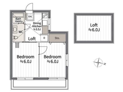 2DK Hiranumabashi NOKey$ Loft W89000